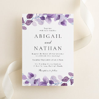 Lavender Purple Leaves Wedding Invitation