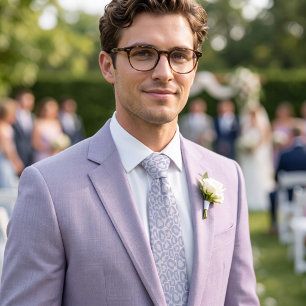 Lavender Purple Leopard Print Neck Tie