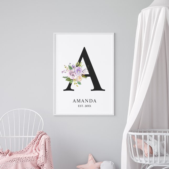 Lavender Purple Letter 'A' Nursery Name Wall Art (Creator Uploaded)
