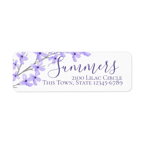 Lavender Purple Lilac Blossoms Address Label