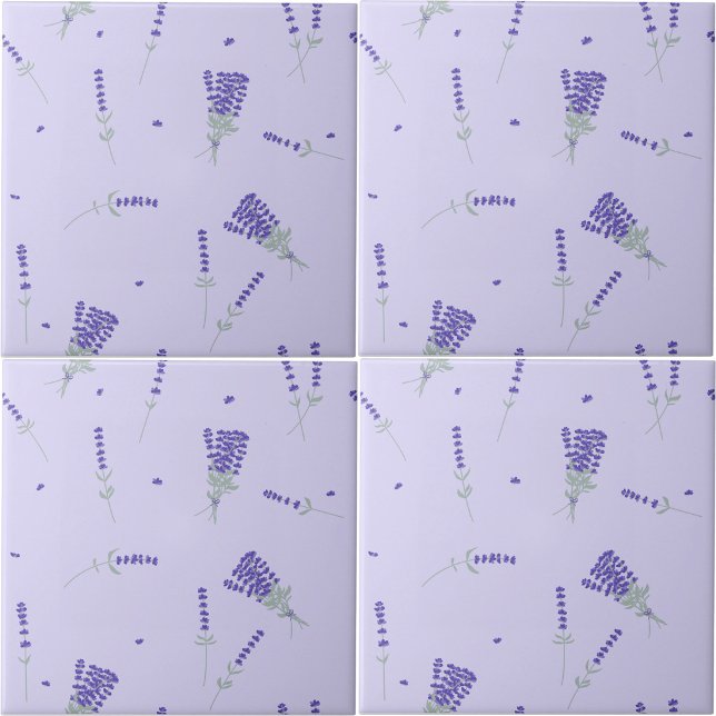 Lavender Purple Lilac Floral Botanical Ceramic Tile (Lavender Purple Wildflower Floral Botanical Ceramic Tile)