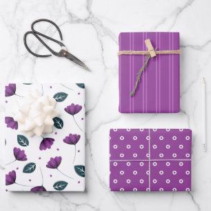 Lavender Purple Lilac Floral Flowers Wrapping Paper Sheets
