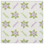 Lavender purple lily and name personalized floral fabric