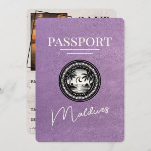 Lavender Purple Maldives Passport Save The Date