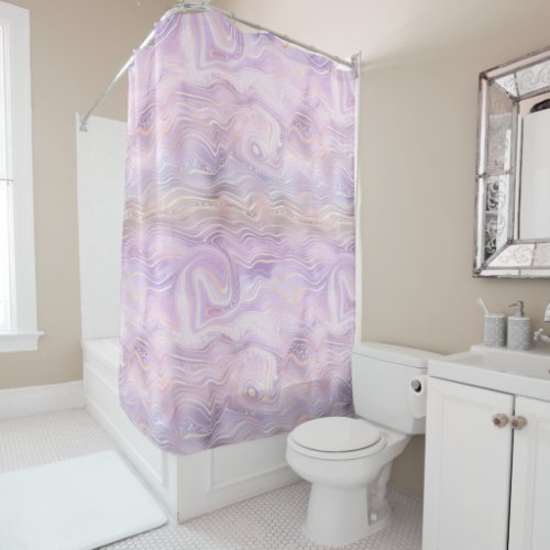 Lavender Purple Marble Strata Shower Curtain