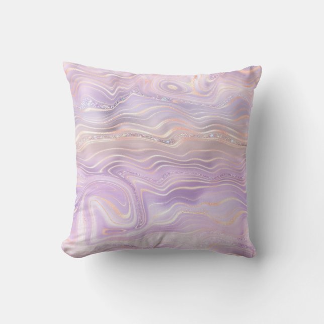 Lavender Purple Marble Strata Throw Pillow (Front)