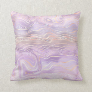 Lavender Purple Marble Strata Throw Pillow