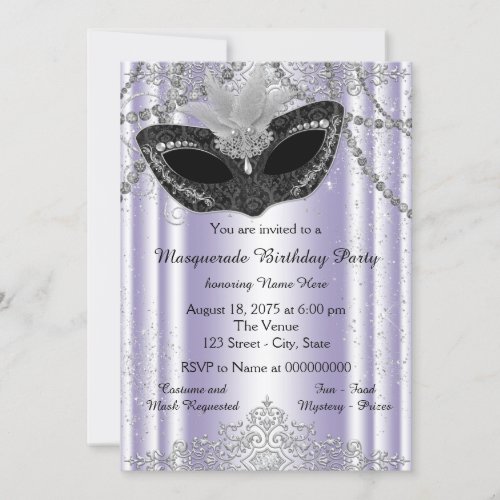 Lavender Purple Masquerade Party Invitation