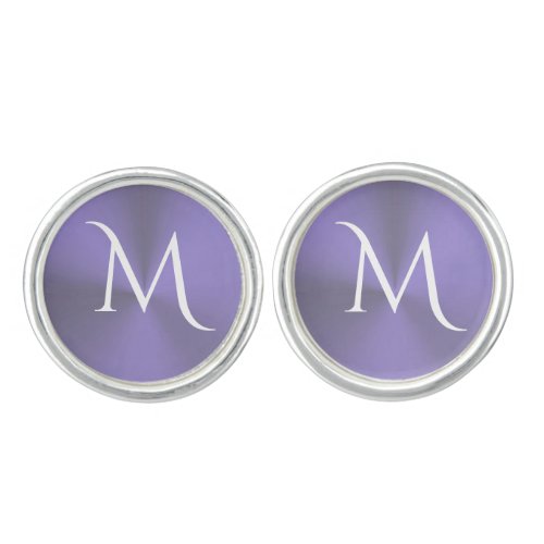 Lavender Purple Metallic Monogram Cufflinks