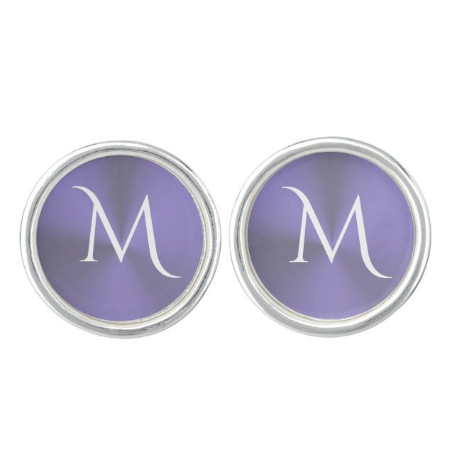 Lavender Purple Metallic Monogram Cufflinks (Front)