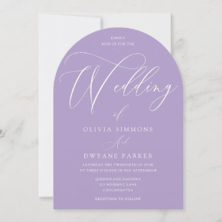Lavender Purple Minimal Arch Wedding Invitation