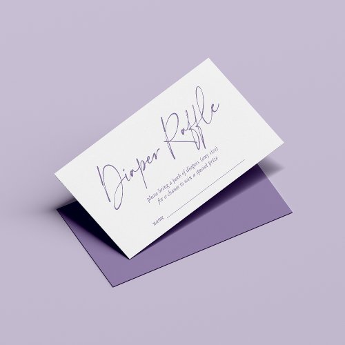 Lavender Purple Modern Handwritten Diaper Raffle Enclosure Card