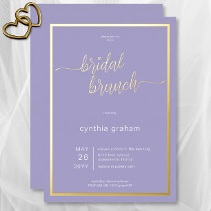 Lavender Purple Modern Minimal Bridal Brunch Foil Invitation