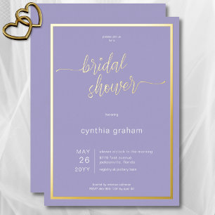 Lavender Purple Modern Minimal Bridal Shower Foil Invitation