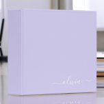 Lavender Purple Modern Script Girly Monogram Name 3 Ring Binder<br><div class="desc">Lavender Purple simple  Script Monogram Name Binder. This makes the perfect sweet 16 birthday,  wedding,  bridal shower,  anniversary,  baby shower or bachelorette party gift for someone that loves glam luxury and chic styles.</div>