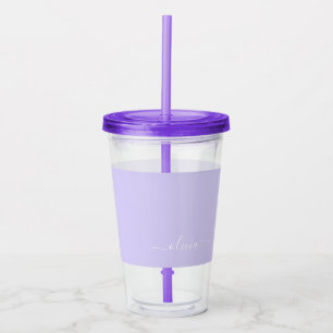 Lavender Purple Modern Script Girly Monogram Name Acrylic Tumbler