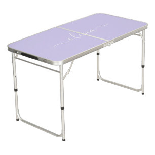 Lavender Purple Modern Script Girly Monogram Name Beer Pong Table
