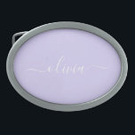 Lavender Purple Modern Script Girly Monogram Name Belt Buckle<br><div class="desc">Lavender Purple Simple Script Monogram Name Belt Buckle. This makes the perfect graduation,  sweet 16 16th,  18th,  21st,  30th,  40th,  50th,  60th,  70th,  80th,  90th,  100th birthday,  wedding,  bridal shower,  anniversary,  baby shower or bachelorette party gift for someone that loves glam luxury and chic styles.</div>