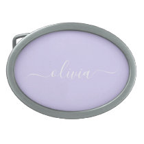 Lavender Purple Modern Script Girly Monogram Name Belt Buckle