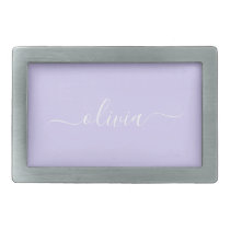 Lavender Purple Modern Script Girly Monogram Name Belt Buckle