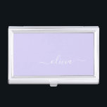 Lavender Purple Modern Script Girly Monogram Name Business Card Case<br><div class="desc">Lavender Purple Simple Script Monogram Name Business Card Holder. This makes the perfect sweet 16 birthday,  wedding,  bridal shower,  anniversary,  baby shower or bachelorette party gift for someone that loves glam luxury and chic styles.</div>