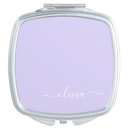 Lavender Purple Modern Script Girly Monogram Name Compact Mirror