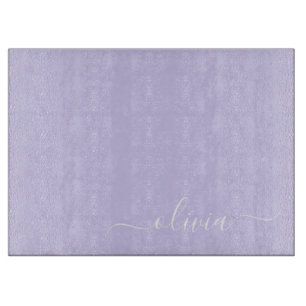 Lavender Purple Modern Script Girly Monogram Name Cutting Board