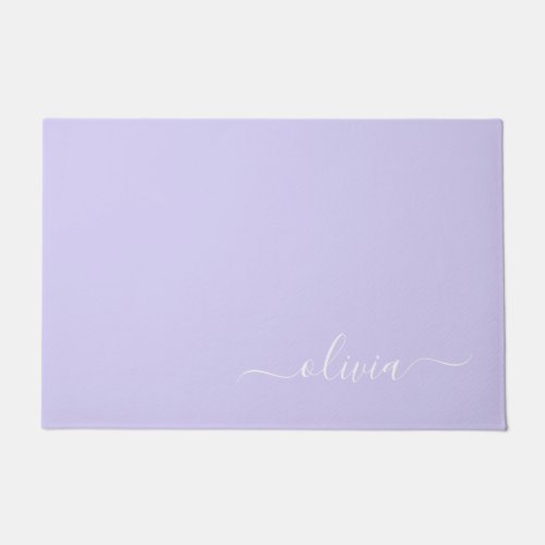 Lavender Purple Modern Script Girly Monogram Name Doormat