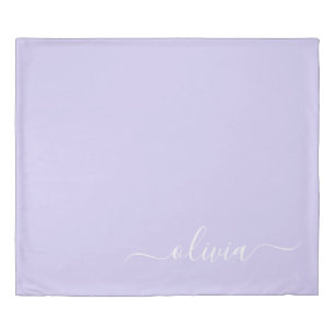 Lavender Purple Modern Script Girly Monogram Name Duvet Cover
