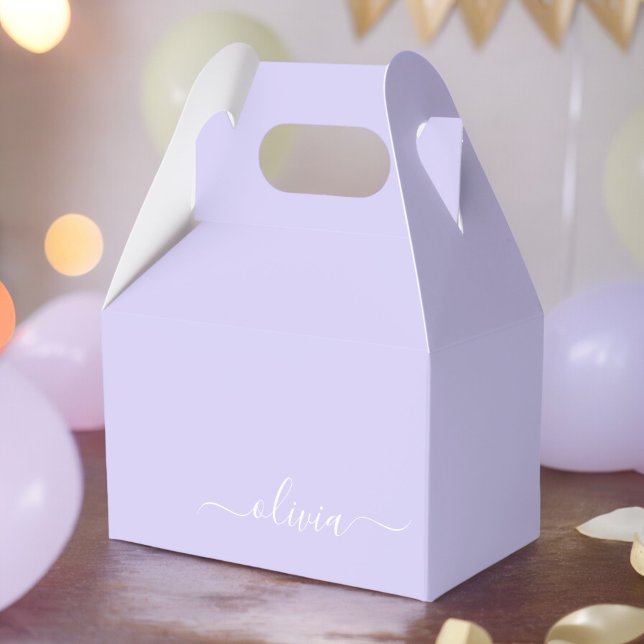 Lavender Purple Modern Script Girly Monogram Name Favor Boxes (Creator Uploaded)