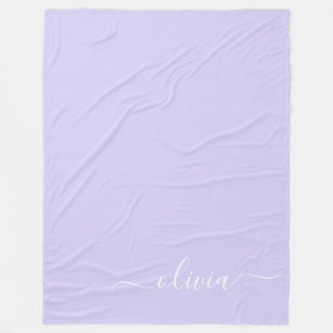 Lavender Purple Modern Script Girly Monogram Name Fleece Blanket