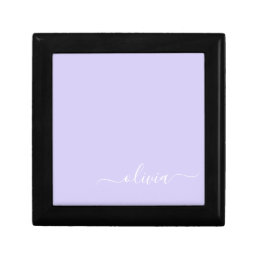 Lavender Purple Modern Script Girly Monogram Name Gift Box