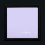 Lavender Purple Modern Script Girly Monogram Name Gift Box<br><div class="desc">Lavender Purple Simple script Monogram Name Jewelry Keepsake Box. This makes the perfect graduation,  birthday,  wedding,  bridal shower,  anniversary,  baby shower or bachelorette party gift for someone that loves glam luxury and chic styles.</div>