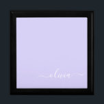 Lavender Purple Modern Script Girly Monogram Name Gift Box<br><div class="desc">Lavender Purple Simple script Monogram Name Jewelry Keepsake Box. This makes the perfect graduation,  birthday,  wedding,  bridal shower,  anniversary,  baby shower or bachelorette party gift for someone that loves glam luxury and chic styles.</div>