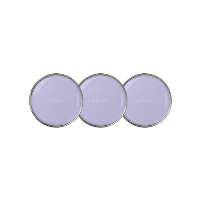 Lavender Purple Modern Script Girly Monogram Name Golf Ball Marker (3 Up)