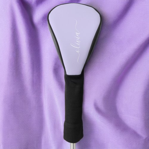 Lavender Purple Modern Script Girly Monogram Name Golf Head Cover