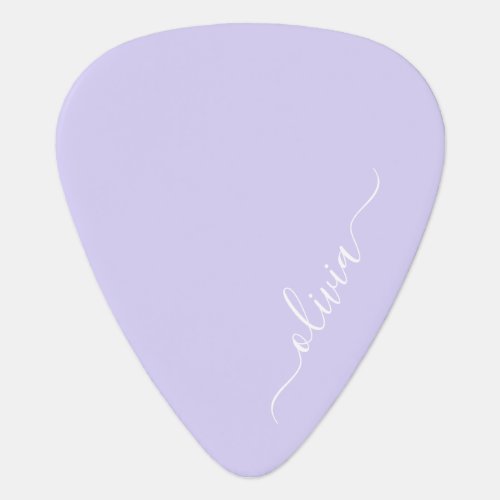Lavender Purple Modern Script Girly Monogram Name Guitar Pick