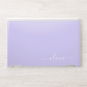 Lavender Purple Modern Script Girly Monogram Name HP Laptop Skin