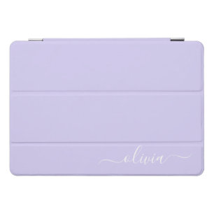 Lavender Purple Modern Script Girly Monogram Name iPad Pro Cover