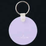 Lavender Purple Modern Script Girly Monogram Name Keychain<br><div class="desc">Lavender Purple Simple Script Monogram Name Keychains (Key Chain). This makes the perfect sweet 16 birthday,  wedding,  bridal shower,  anniversary,  baby shower or bachelorette party gift for someone that loves glam luxury and chic styles.</div>