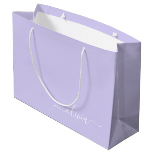 Lavender Purple Modern Script Girly Monogram Name Large Gift Bag