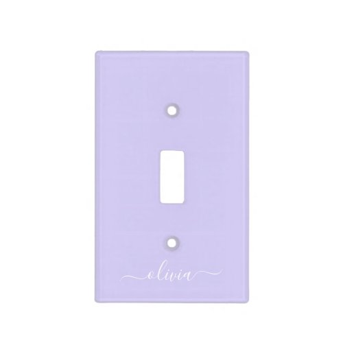 Lavender Purple Modern Script Girly Monogram Name Light Switch Cover