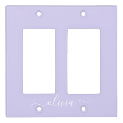 Lavender Purple Modern Script Girly Monogram Name Light Switch Cover