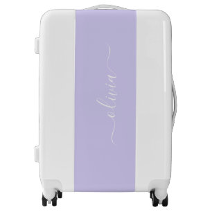 Lavender Purple Modern Script Girly Monogram Name Luggage