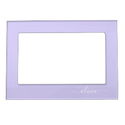 Lavender Purple Modern Script Girly Monogram Name Magnetic Frame