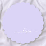 Lavender Purple Modern Script Girly Monogram Name Paper Coaster<br><div class="desc">Lavender Purple Simple Script Monogram Name Paper Coasters. This makes the perfect graduation,  birthday,  wedding,  bridal shower,  anniversary,  baby shower or bachelorette party gift for someone that loves glam luxury and chic styles.</div>