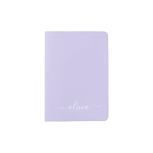 Lavender Purple Modern Script Girly Monogram Name Passport Holder