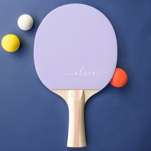 Lavender Purple Modern Script Girly Monogram Name Ping Pong Paddle