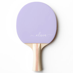 Lavender Purple Modern Script Girly Monogram Name Ping Pong Paddle
