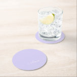 Lavender Purple Modern Script Girly Monogram Name Round Paper Coaster<br><div class="desc">Lavender Purple Simple Script Monogram Name Paper Coasters. This makes the perfect graduation,  birthday,  wedding,  bridal shower,  anniversary,  baby shower or bachelorette party gift for someone that loves glam luxury and chic styles.</div>